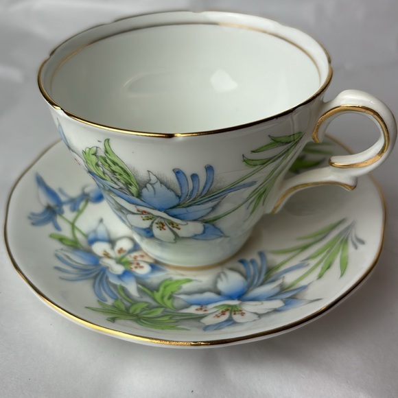 Antique JonRoth, England, Salisbury fine bone China blue and white flower - Picture 4 of 9